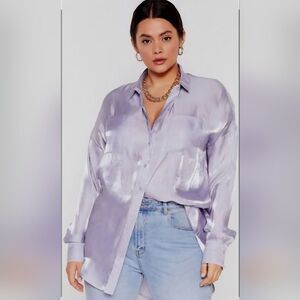 Lilac Shimmer Retro '70s Disco Futuristic Blouse Sz 20 New‎